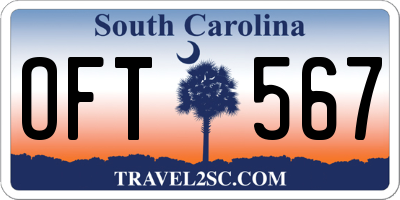 SC license plate OFT567