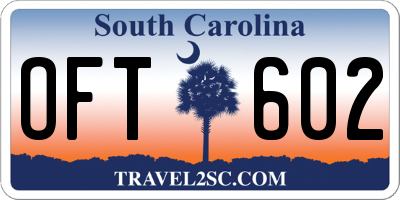 SC license plate OFT602