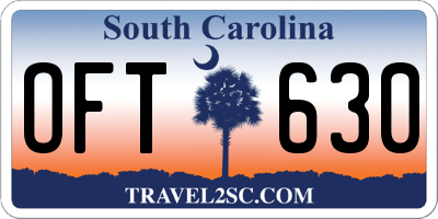 SC license plate OFT630