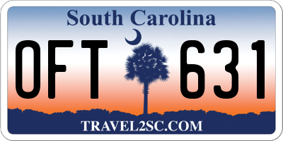 SC license plate OFT631