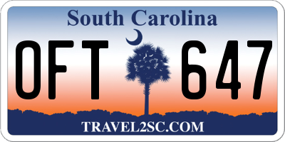 SC license plate OFT647