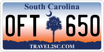 SC license plate OFT650