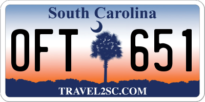 SC license plate OFT651