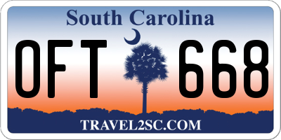 SC license plate OFT668