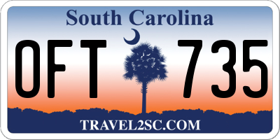 SC license plate OFT735