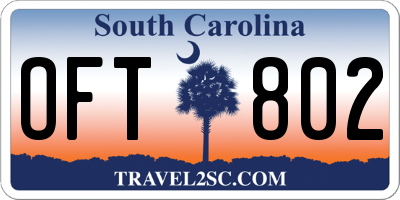 SC license plate OFT802