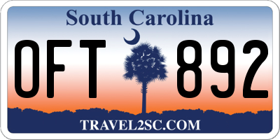 SC license plate OFT892
