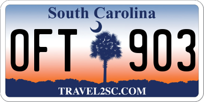 SC license plate OFT903