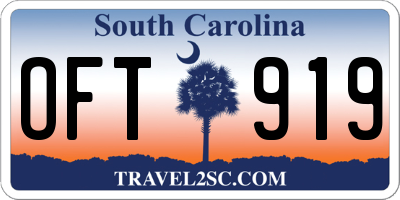 SC license plate OFT919