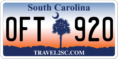 SC license plate OFT920