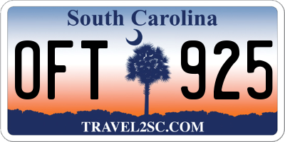 SC license plate OFT925