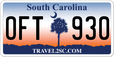 SC license plate OFT930