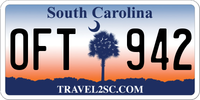 SC license plate OFT942
