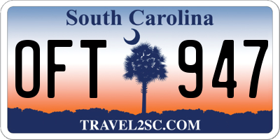 SC license plate OFT947