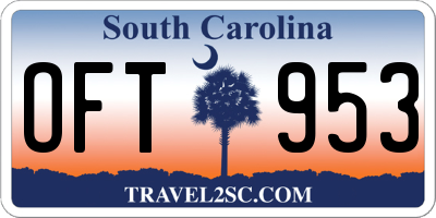 SC license plate OFT953