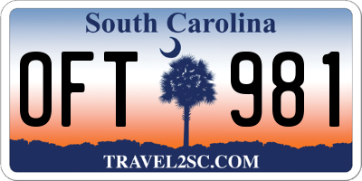 SC license plate OFT981