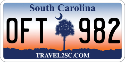 SC license plate OFT982