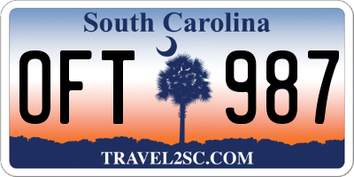 SC license plate OFT987