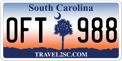 SC license plate OFT988