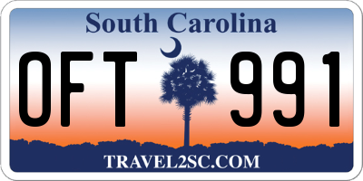 SC license plate OFT991