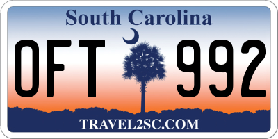 SC license plate OFT992