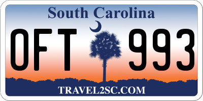 SC license plate OFT993