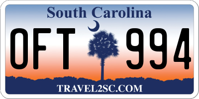 SC license plate OFT994
