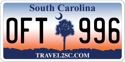 SC license plate OFT996