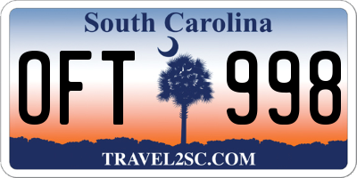 SC license plate OFT998