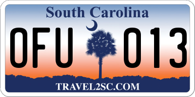 SC license plate OFU013