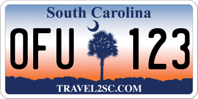 SC license plate OFU123