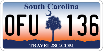 SC license plate OFU136