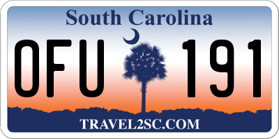 SC license plate OFU191