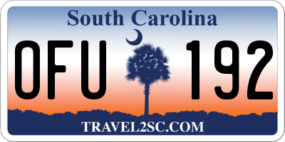 SC license plate OFU192