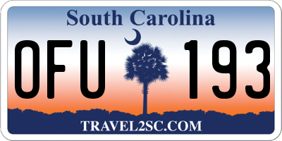 SC license plate OFU193
