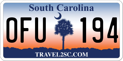 SC license plate OFU194