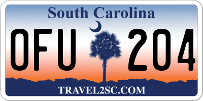 SC license plate OFU204