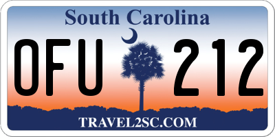 SC license plate OFU212