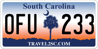 SC license plate OFU233