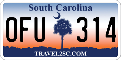 SC license plate OFU314