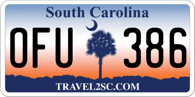 SC license plate OFU386
