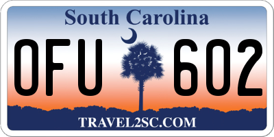 SC license plate OFU602