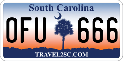 SC license plate OFU666