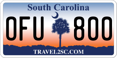 SC license plate OFU800