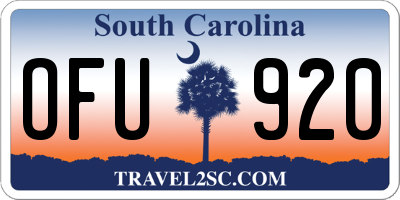 SC license plate OFU920