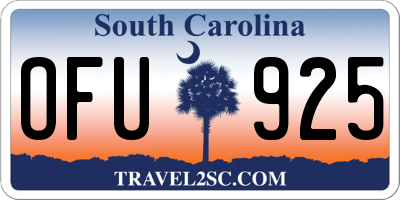 SC license plate OFU925
