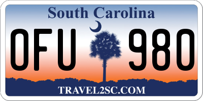 SC license plate OFU980