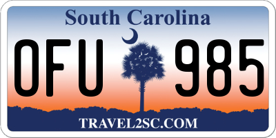 SC license plate OFU985