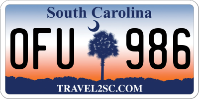 SC license plate OFU986