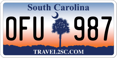 SC license plate OFU987